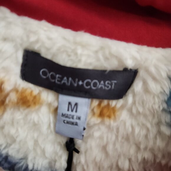 Ocean and Coast Multi-Colored Snap Up Fleece Fuzzy Long Sleeve Jacket size M New - Picture 4 of 7